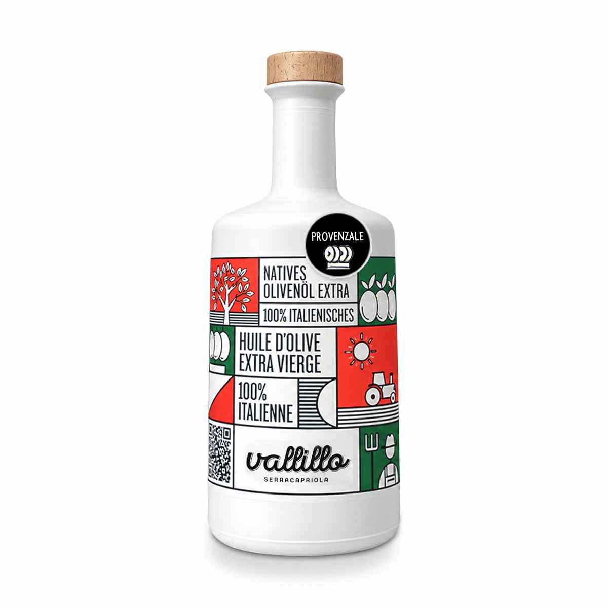 Vallillo Natives Olivenöl Extra Provenzale 500ml Flasche – Premium Olivenöl extra vergine aus 100% Provenzale-Oliven (Peranzana) im RITONI Feinkost-Shop.