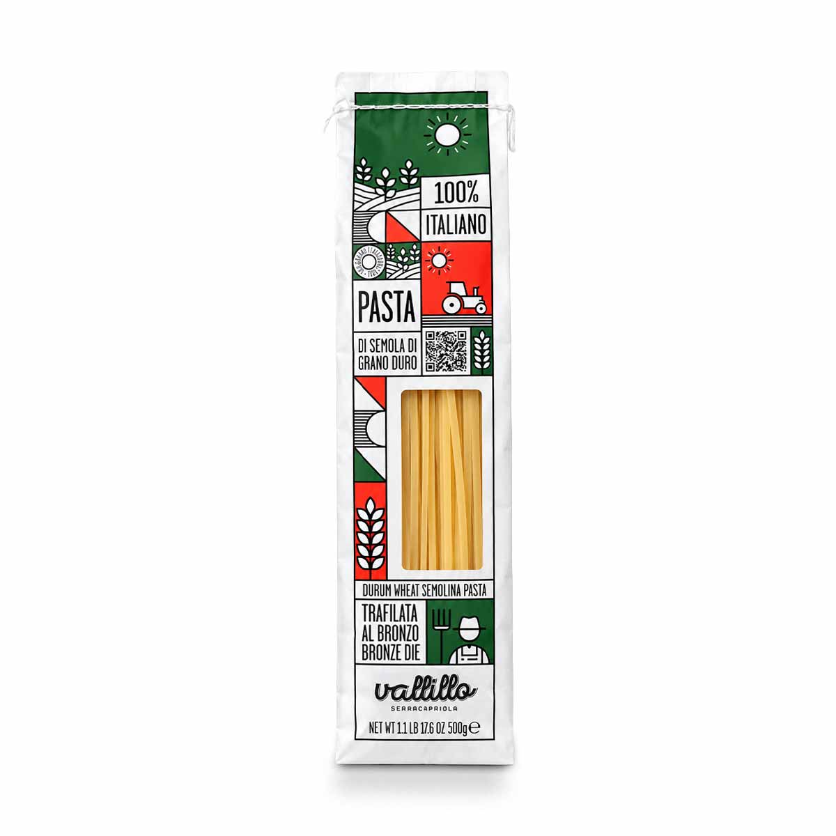 Vallillo Linguine 500g Packung – Flache italienische Langpasta trafilata al bronzo aus Apulien im RITONI Online-Shop.