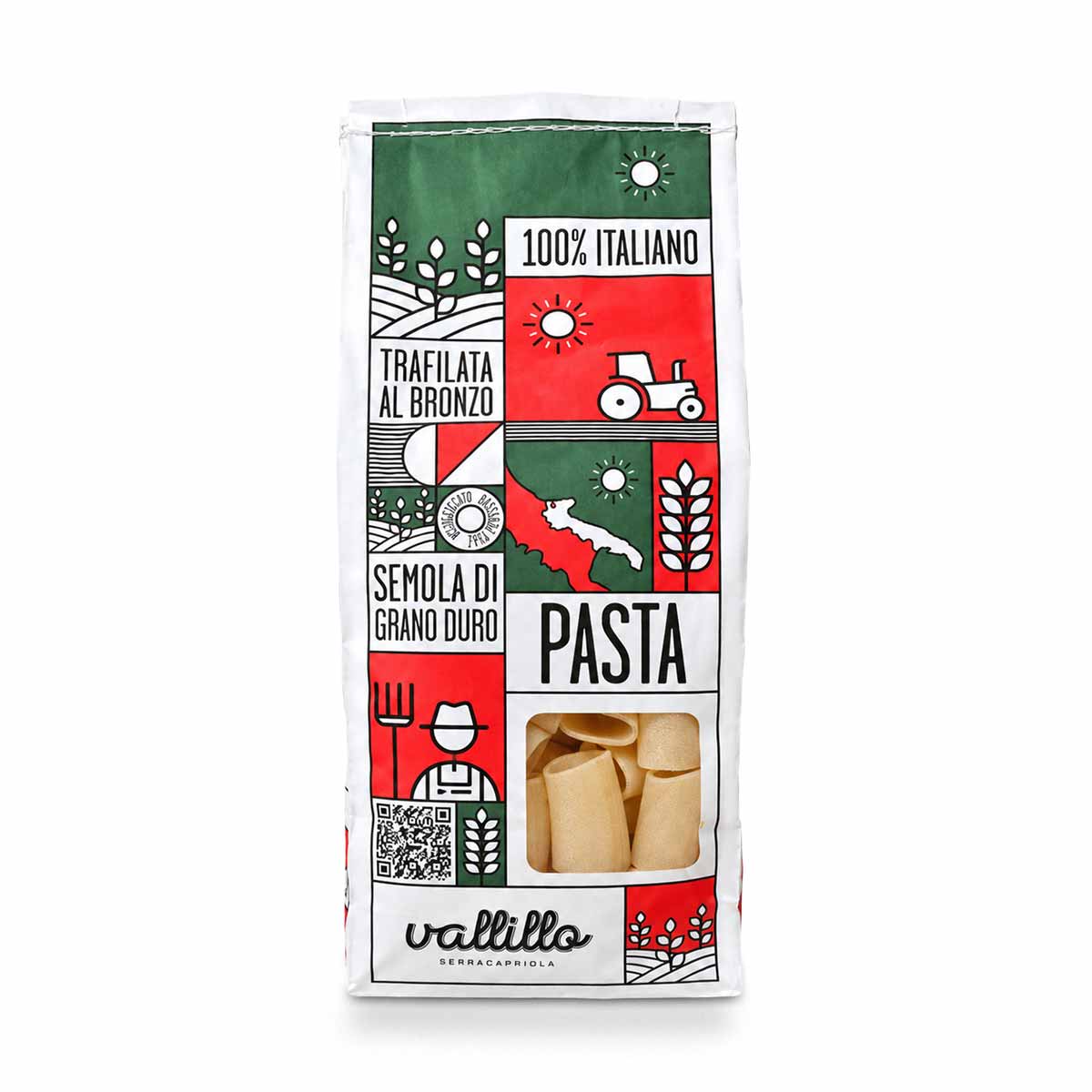 Vallillo Paccheri Lisci 500g Packung – Traditionelle glatte italienische Röhrennudeln trafilata al bronzo aus Apulien im RITONI Online-Shop.