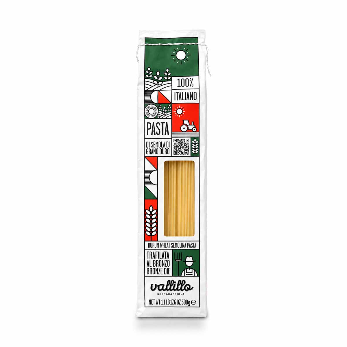 Vallillo Spaghetti 500g Packung – Traditionell bronze-gezogene italienische Spaghetti aus Apulien im RITONI Online-Shop kaufen.